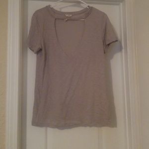 Boutique small Emory Park Keyhole Cutout Top Beige